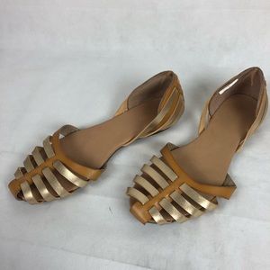 Leather Gold Tan Flats 8